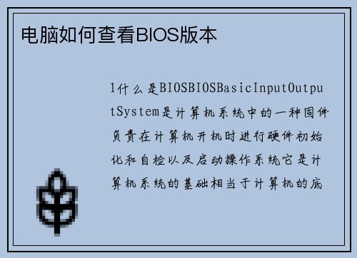 电脑如何查看BIOS版本